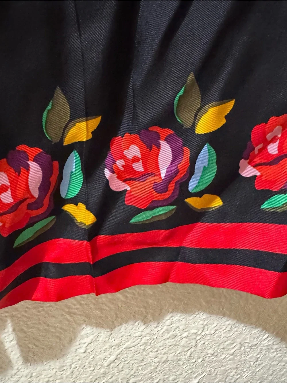 Kate Spade Black Floral-Trim Elastic Waist Silk Pajama Pants M NWT